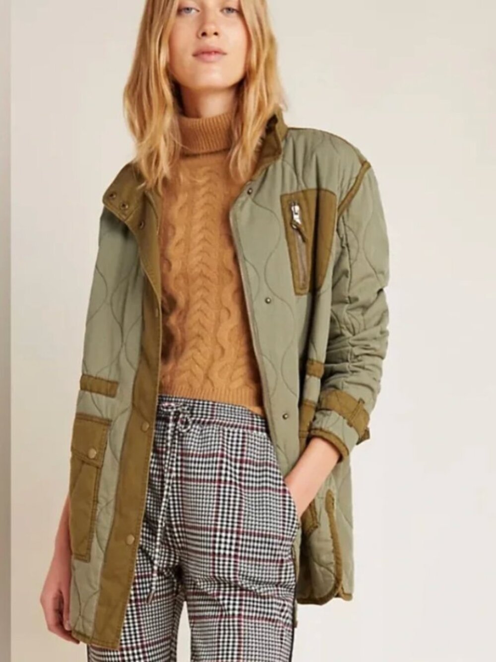 Anthropologie Quilted Utility Jacket in Olive